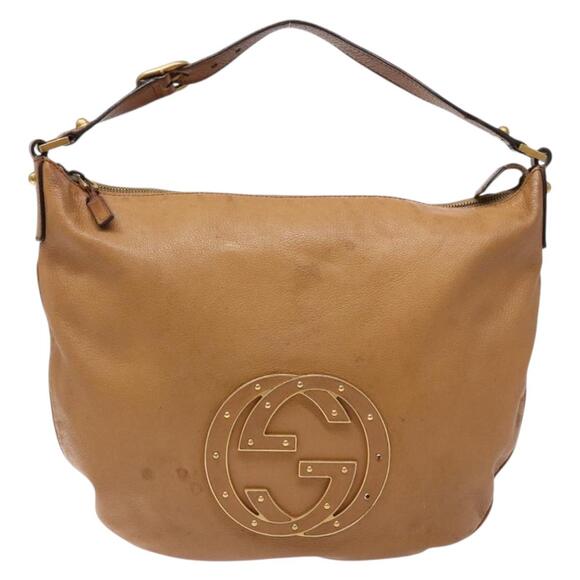 GUCCI Interlocking Shoulder Bag Leather Brown Gold - Picture 2 of 16